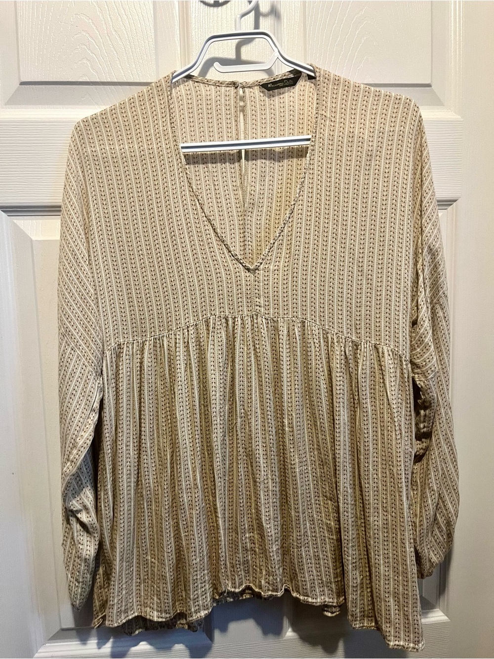 Massimo Dutti Blouse Top Floral Boho Small Puffy Long Sleeve V-Neck Bohemian - Picture 5 of 8